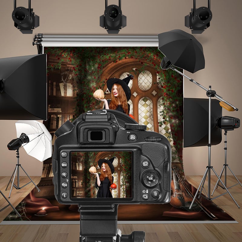 Baocicco Magic Library Interior Blackboard Backdrop 5x7ft Photography Background Reading Room Bookshelf Arched Window Magician Indoor Light Luxury Home Fortune Teller College - Image 2